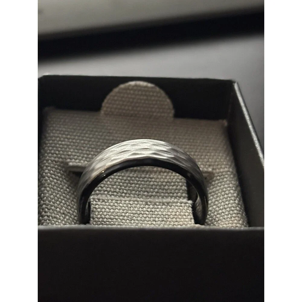 New Mens INOX Matte & Plated Black Textured Stainless Steel Ring $60 Sz 10 HOT!